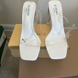 White Heels with Clear Straps